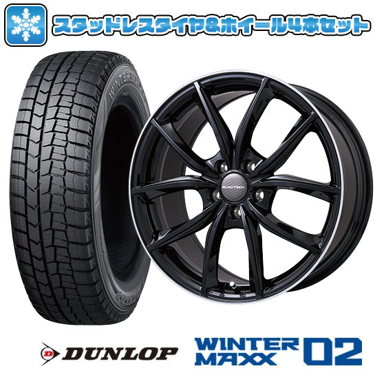 【取付対象】215/55R17 スタッドレスタイヤ ホイール4本セット 輸入車用 プジョー508 2018- DUNLOP ウインターマックス 02 WM02 EUROTECH VP-LINE(グロスブラックリムポリッシュ) 17インチ【送料無料】|アークタイヤ 店