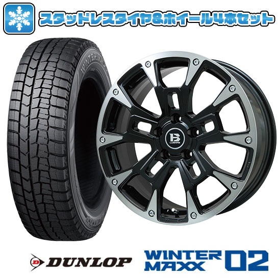 【取付対象】205/65R16 スタッドレスタイヤ ホイール4本セット ヤリスクロス DUNLOP ウインターマックス 02 WM02 BIGWAY B-LUGNAS BRD(ブラックポリッシュ/ブラッククリア) 16インチ(送料無料)|アークタイヤ 店