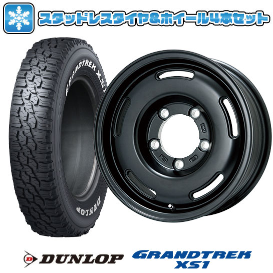 【取付対象】215/70R16 スタッドレスタイヤ ホイール４本セット ジムニーシエラ DUNLOP グラントレック XS1 RWL ホワイトレター PREMIX プディン(マットブラック) 16インチ(送料無料)