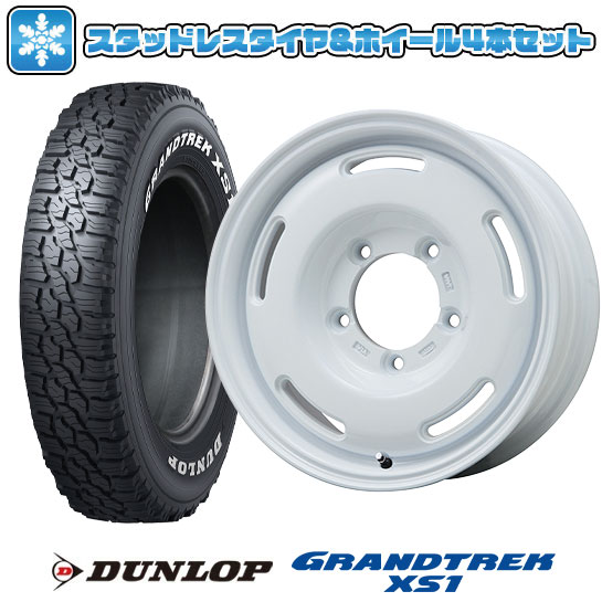 【取付対象】185/85R16 スタッドレスタイヤ ホイール４本セット ジムニー DUNLOP グラントレック XS1 RWL ホワイトレター PREMIX プディン(ホワイト) 16インチ(送料無料)｜アークタイヤ 店 74,305円