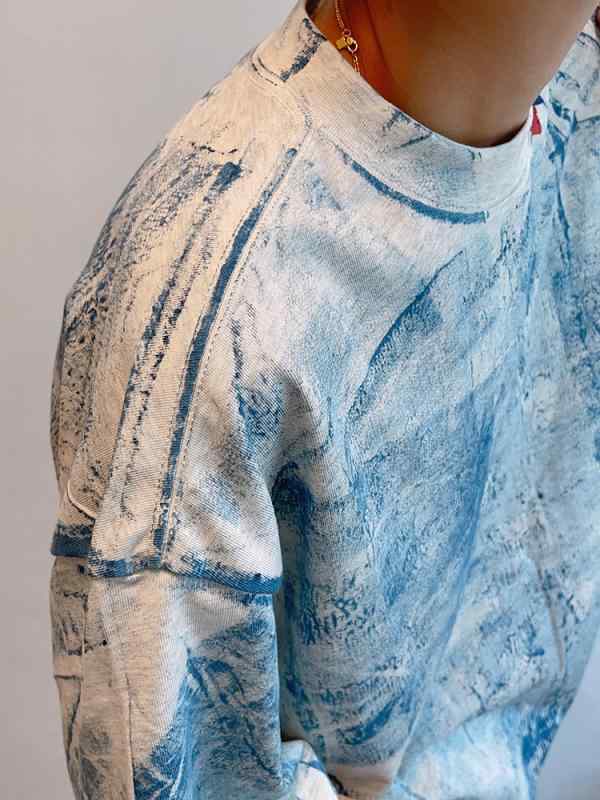 Tシャツ 男性用 原宿風 絞り染め 半袖Tシャツ ゆったり 五分袖 BF風 学生 トップス カットソー 綿 カジュアル 普段使い グレー
