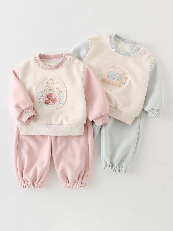 子供服 女の子 秋服 セットアップ 長袖 トップス ズボン 2点セット 子供用 キッズ用 ベビー用 綿混生地 Aクラス認証 柔らかい肌触り かわいい・柑通柄 普段使い お出かけ用 快適 おしゃれ 人気 73cm 80cm 90cm 100cm 快適な着心地