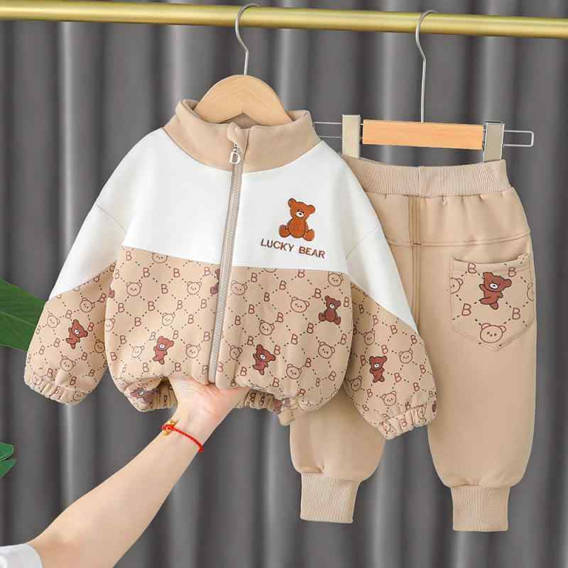 男の子用 冬用 裏起毛 ツーピース おしゃれ 子供服 セットアップ ベビー用 かっこいい アウター