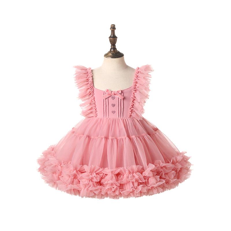 ワンピース 子供服 ワンピース 女の子 チュニック チュールスカート プリンセスドレス ロリータ風 洋風 ふんわり 姫系 発表会 結婚式 パーティー ハロウィン 衣装 イベント 普段着 お出かけ着 夏用 サマー 涼しい 通気性 吸湿性 快適 通年着用可能