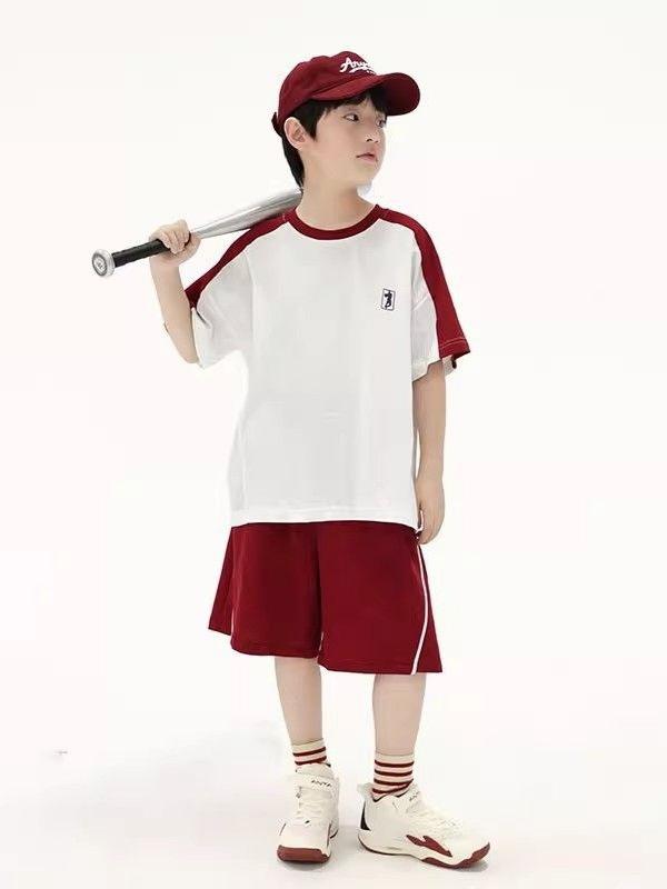 男の子 夏服 セットアップ 半袖 2025年 新作 スポーティー クール かっこいい バスケットボールウェア トレンド 高品質 高品質 通気性 速乾性 軽量 綿100% 普段使い アウトドア スポーツウェア キッズ ジュニア用 8歳以上 140cm以上
