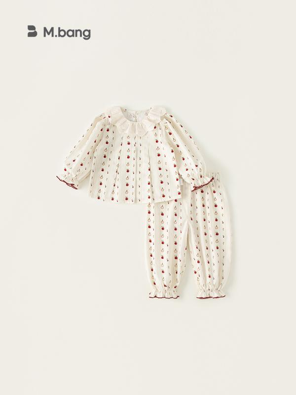子供用 パジャマ 女の子 春夏用 花柄 フリル 長袖 トップス ボトムス セットアップ かわいい 快適 肌触り良い 綿100% 柔らかい 肌に優しい 通年着回し可能