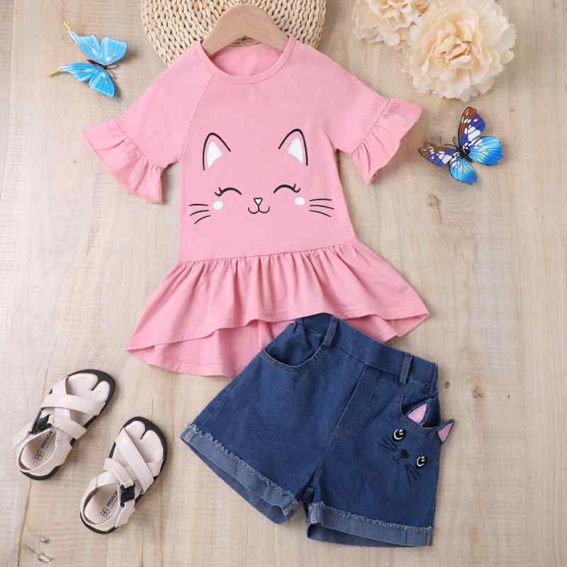 女の子 子供服 セットアップ 半袖Tシャツ 花柄レース ショートパンツ 2点セット 綿100% 通気性抜群 快適素材 春夏向け カジュアル おしゃれ かわいい 3歳 4歳 5歳 6歳 7歳 8歳 90cm 100cm 110cm 120cm 130cm
