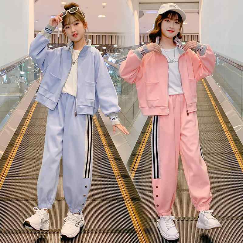 子供服 女の子 時髦 セットアップ 洋風 おしゃれ 小学生 ウェア 春 夏 カジュアル 2点セット トップス ボトムス 長袖 綿混 軽量 柔らか 通気性 快適 伸縮性 動きやすい 普段使い 通園 通学 お出かけ レジャー アウトドア 発表会 お誕生日 ギ