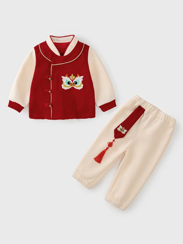 男童套装 春秋 中国? 醒? 周? 礼服 A? ?儿服 ?色 分体 ?色 ・姶件套 棉 柔??理 ?袖 ?? ?幼儿 1-3? 80-100cm