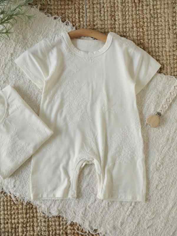 子供服 セットアップ 半袖 短パン 浮彫り 国風 純綿 男の子 女の子 春夏 通気性 快適 柔らかい 再生繊維 68%