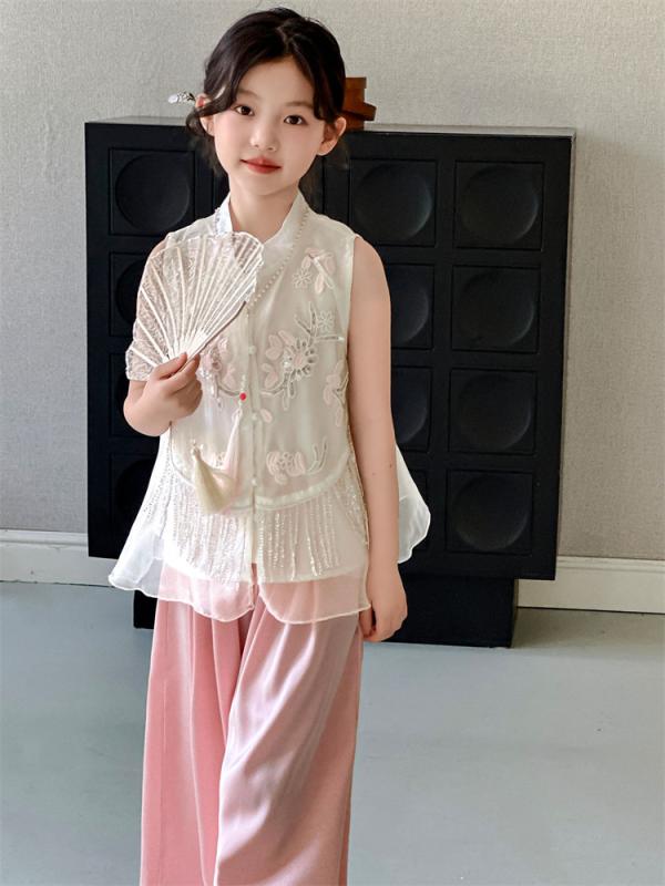 女の子 子供服 夏 花柄 ノースリーブ セットアップ 高級感 涼しい 上品 おしゃれ かわいい 綺麗め おしゃれ かわいい 快適 通年 幼稚園 保育園 小学生 120cm 130cm 140cm 150cm 160cm 170cm