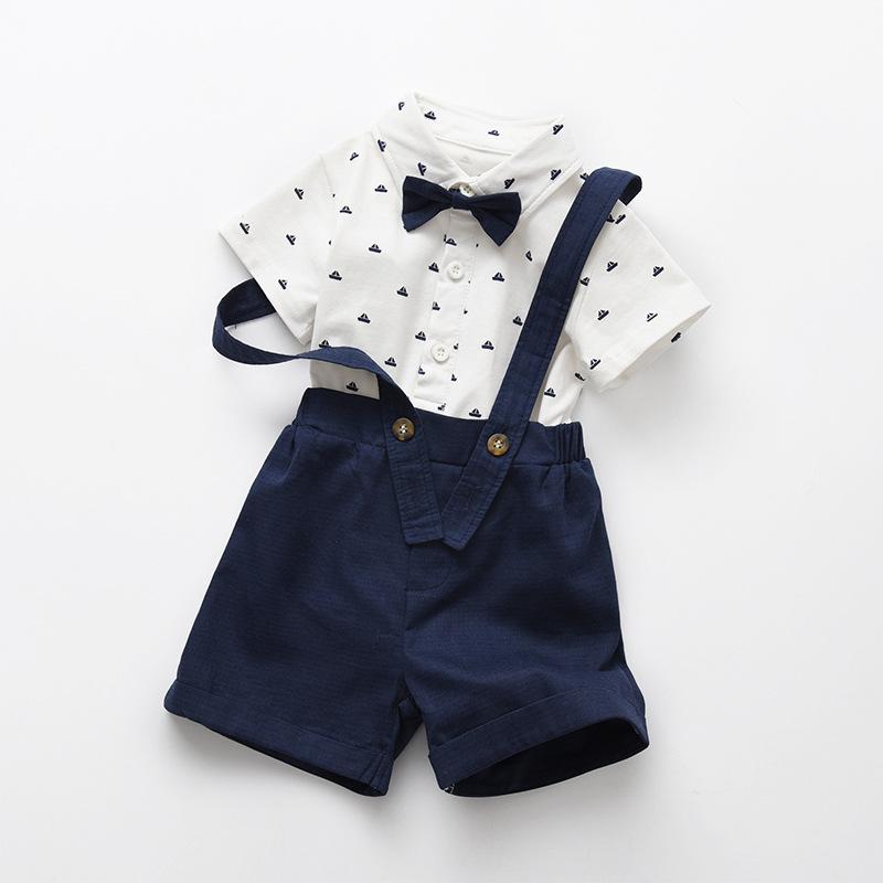 男の子 夏服 半袖セット 幼児用 紳士風 シャツ風 フォーマルウェア 男児 小児用 おしゃれ 夏物 2点セット