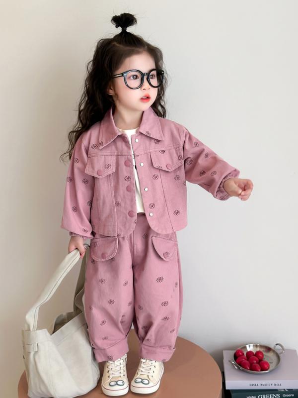 ベビー服 花柄 セットアップ 長袖 女の子用 2点セット 春秋用 幼児 3歳 8歳 90cm 140cm ポリエステル 柔らかい素材 ベージュ系 ピンク系 カジュアルスタイル 普段使い お出かけ用 普段使いやすい 4,849円