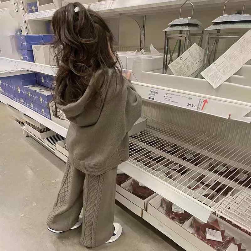女童套装 秋季 冬季 ?? ?帽 加厚 休? 百搭 ?版 儿童 ?腿? ・姶件套 舒・疔 保暖