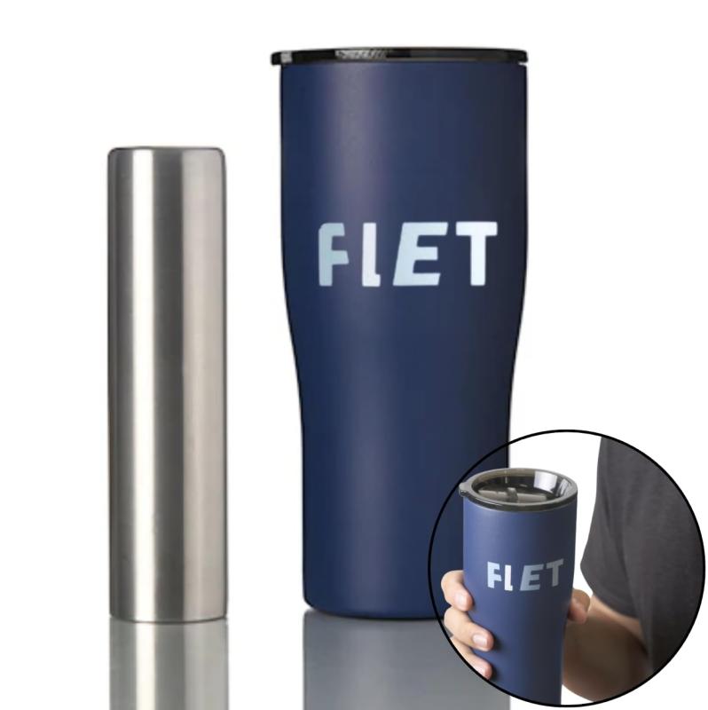 FLETタンブラー(冷却スティック付き/フタ付き)氷いらず・薄まら/BBQ・キャンプ対応真空断熱 食品304ステンレス製 冷却スティック付き・フタ付き 常温でも15分で冷える 保冷24時|AR企画 店