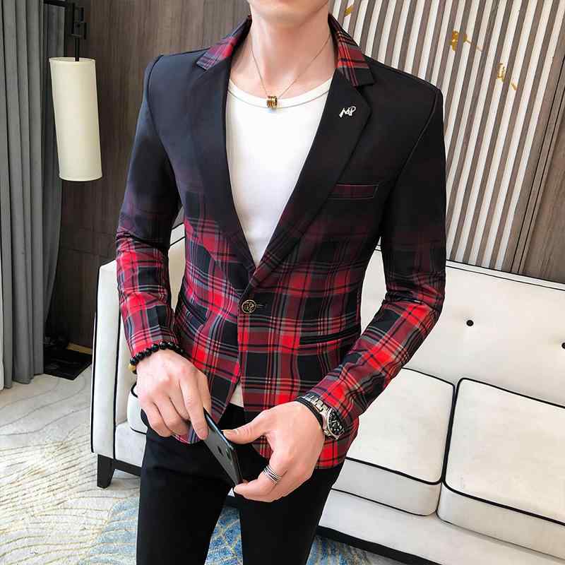 背広 成人男性用 か細い相応う 照合のしるし柄 上衣 韓流  長袖 トップス スポーツジャケット 心地よい オシャレ 普段使い走り 薄墨色 さくら色系 赤いこと 黄色 春夏 秋冬3