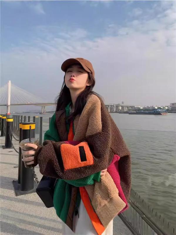 上衣 レディース 色彩設計 うつり変わり ボア アウター ベイスボール服風 晴れ晴れしい感 ゆったり 生あたたかい 防風 秋冬