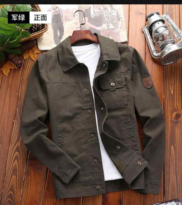 上衣 成人男性用 上衣 綿織物  襟付き添い人 無地 カーキ アーミーグリーン 米国海軍 M L XL 2L 3L 4L ゆったり 商行為 普段使い