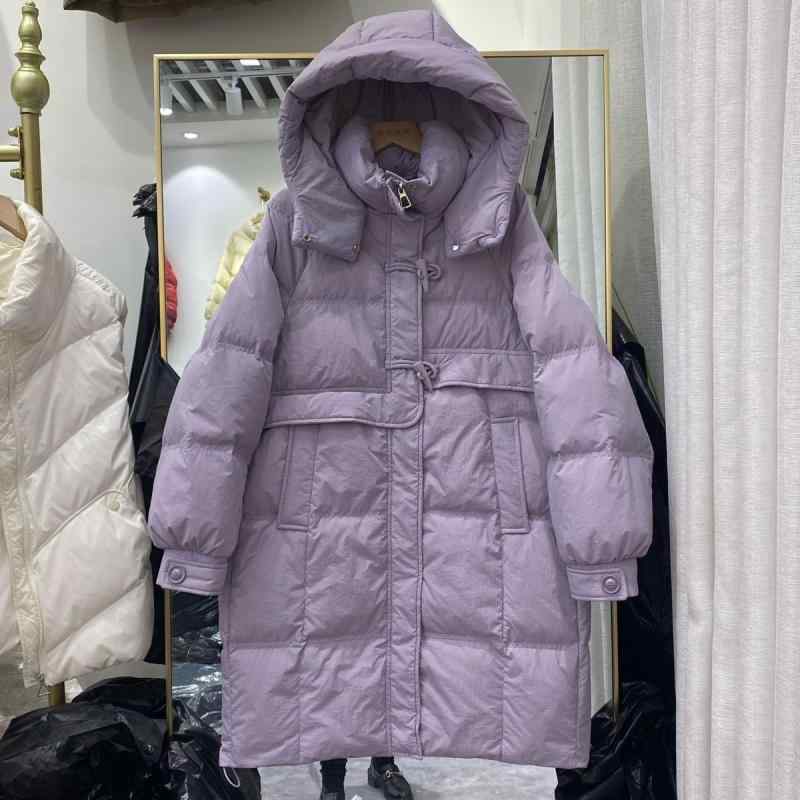 落ちこむ上衣 レディース 秋冬 中綿 ボンネット付き添い人 ダッフルコート風 ロング丈 ゆったり 白ダックダウン ポリエステル 朦々たる 生あたたかい 愛くるしい ガーリー 心地よい 黒いこと さくら色系 白いこと パープル 緑であること カーキ3