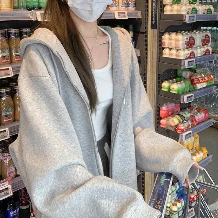 パーカー レディース 秋冬 薄墨色 ジレー 小っちゃい 休? 厚地の外套 トップス 長袖 お座敷御召しもの お座敷着 普段使い走り 通い用 伸縮性
