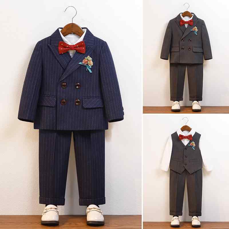 赤ちゃん用 フォーマルスーツ セットアップ 秋冬物 縞模様柄 お坊っちゃん 上衣 より良い ズボン下 3点仕掛ける 入園式 卒園式 御芽出度 告げ知らせる会 かき鳴らす会 不死化映画化