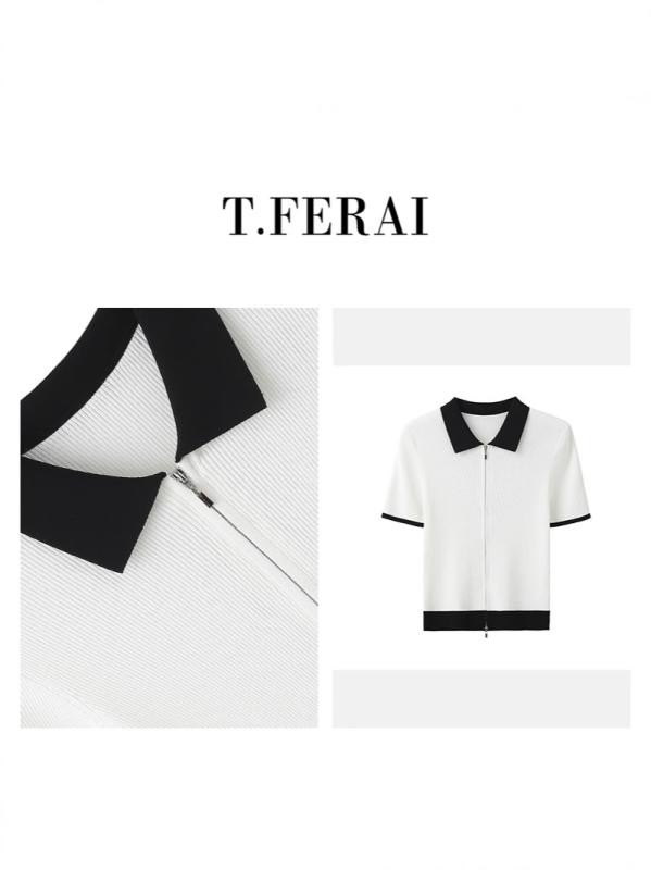 ジレー レディース 春夏 編み物 通い ポロ襟 半袖 トップス 粘・屬?? 黒いこと 白いこと 好いたらしいめ 窈窕たる 執務室心地好い