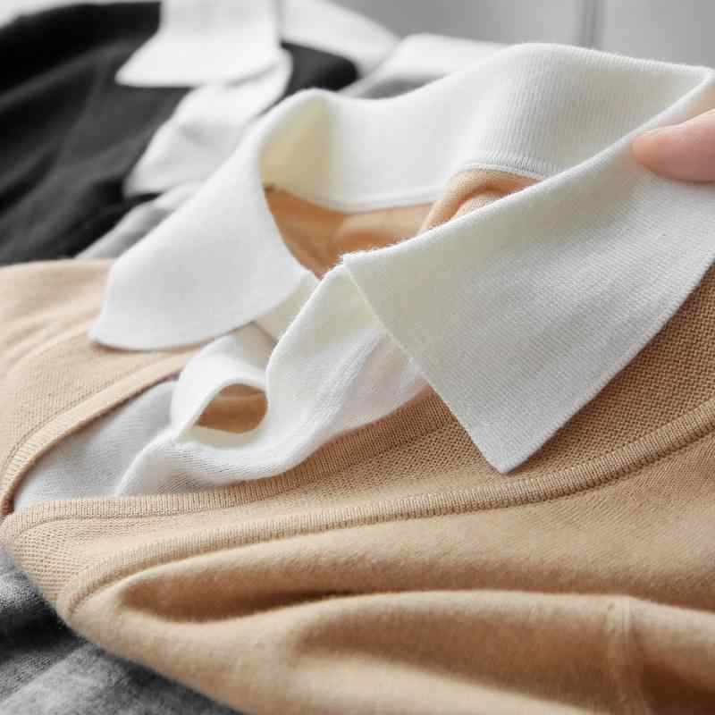 編み物 レディース 理性的 雅びやか 重ね着風  羊毛 長袖 トップス 秋冬 ティーシャツ 9分袖 スウェーター お上さん服 私服刑事 流行り物系 好いたらしいめ 清楚 愛くるしげ 薄墨色 黒いこと