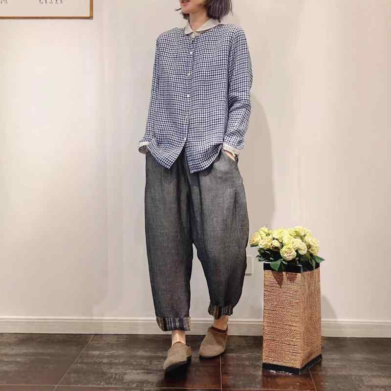 プルオーバー レディース 春夏 麻 透かし彫り柄 長袖 POLO襟 トップ トップス ゆったり 体型押しかぶせる 当たること冷感 日韓 心地よい3