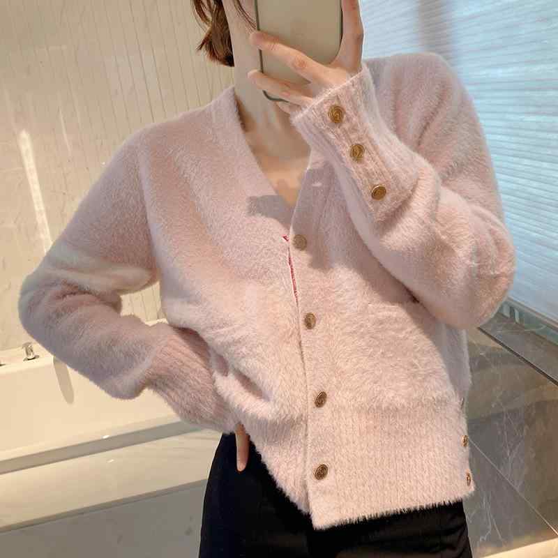 ジレー レディース 秋冬 Vのど首 長袖 結核症 縞模様 ゆったり 編み物 アウター お上さん服 普段使い走り 通い 事務室 好いたらしいめ 雅びやか 愛くるしげ 薄墨色 サクラ色系 黒いこと 白いこと S M L