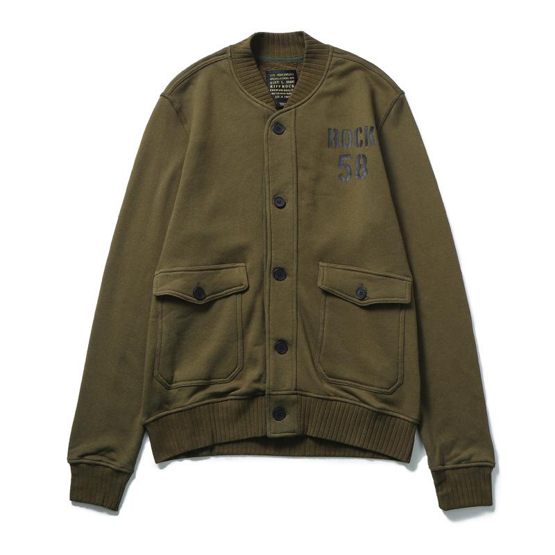 MA-1 ベイスボール服 メンズ 上衣 ミリタリー スタジャン アウター 秋冬 肋筋 立ち襟 無地 綿 ゆったり 黒いこと系 緑であること系 心地好い 表どおり アメカジ