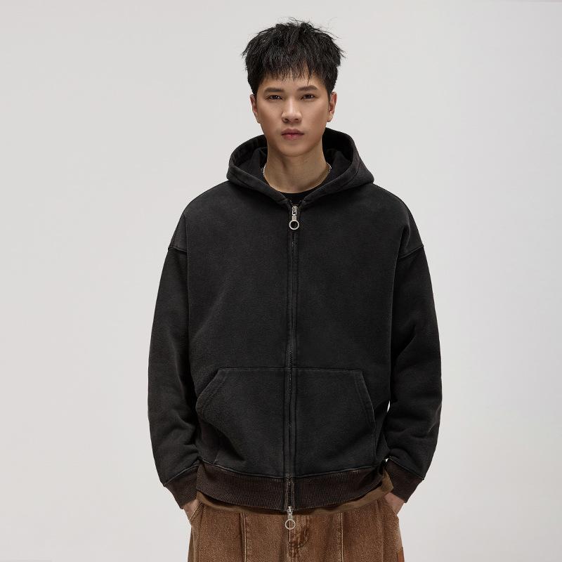パーカー メンズ 成人男性用 ボンネット付き添い人 ラグラン袖 綿織物 ポリエステル 洗いもの製作 グラデーション 秋冬 肋筋裾 カンガルー衣嚢 心地好い