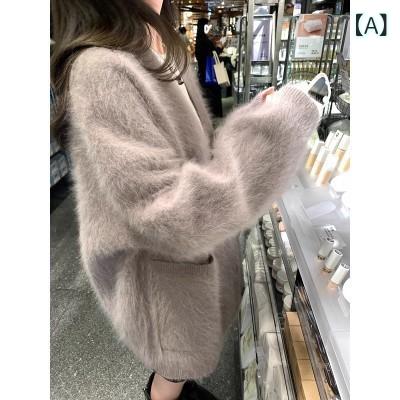 編み物 ジレー レディース 秋冬 Vのど首 ゆったり 朦々たる あったか 生あたたかい パステル色の 羽織り アウター トップス 薄墨色 駱駝 パープル ポリエステル3