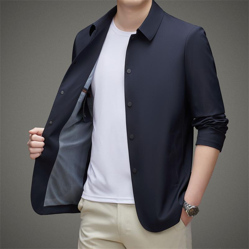 上衣 メンズ 成人男性用 テーラードジャケット 上衣 アウター トップス 秋服 合物 ポリエステル 無地 うつり変わり 通気