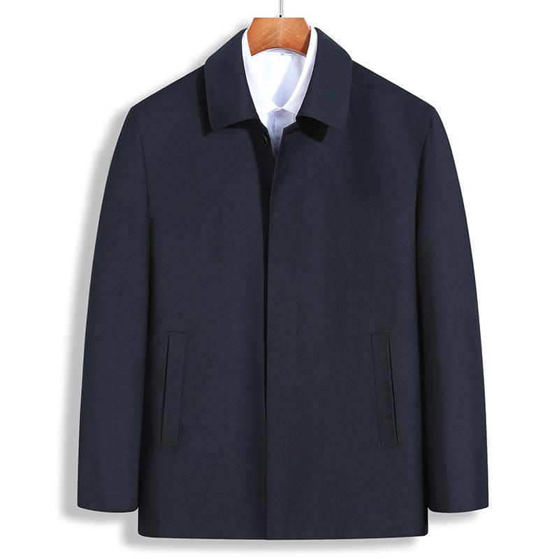 上衣 成人男性用 成人男性服 40代 50代 60代 70代 ミドルエイジ 年がしら  アウター トップス 長袖 襟付き添い人 無地 ポリエステル 黒 黒いこと 秋 春 商行為 心地好い 伸び伸びする ゆったり