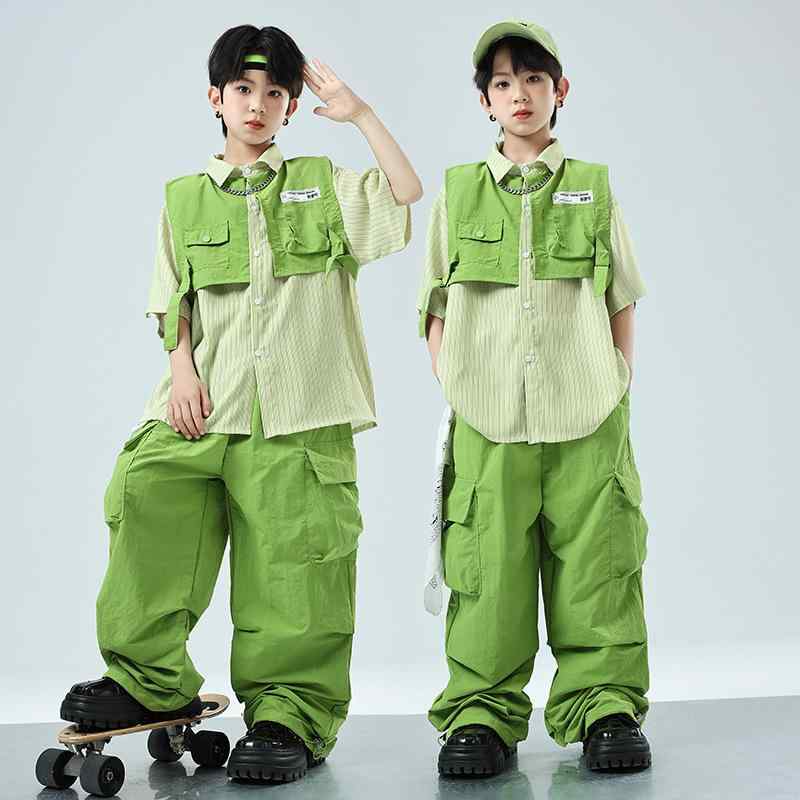 ちびっ子用表どおり社交ダンス御召しもの お坊っちゃん 御居処跳ねる ズージャー社交ダンス 緑 セットアップ 演芸会 告げ知らせる会 一こま