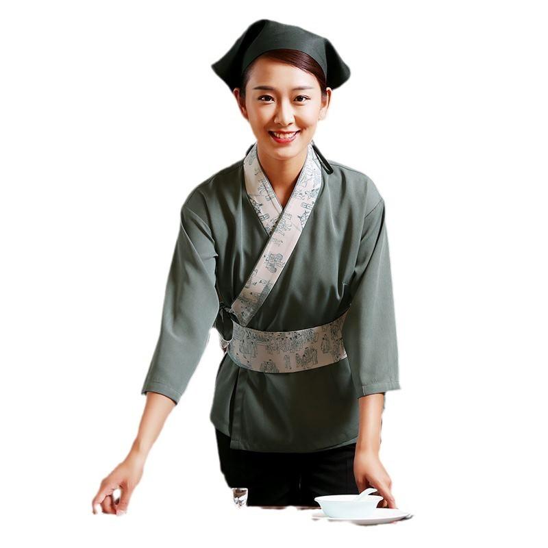 上衣 成人男性用 食べ物屋 泊まり 飲食 ユニフォーム 制服 7分袖 吸湿速乾 黒いこと ベージュ ポリエステル3