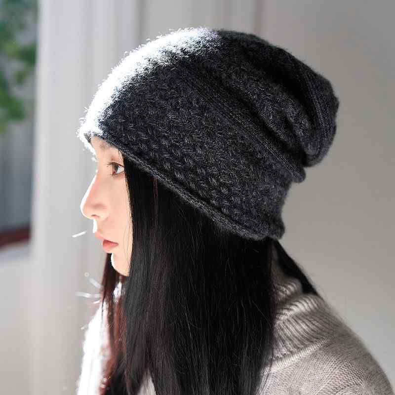 編み物帽 秋冬用 絨毛混紡 レディース メンズ 防寒 ビーニー 旗がしら 深薄墨色 普段使い走り アウトドア 人付き合い冷感 伸縮性