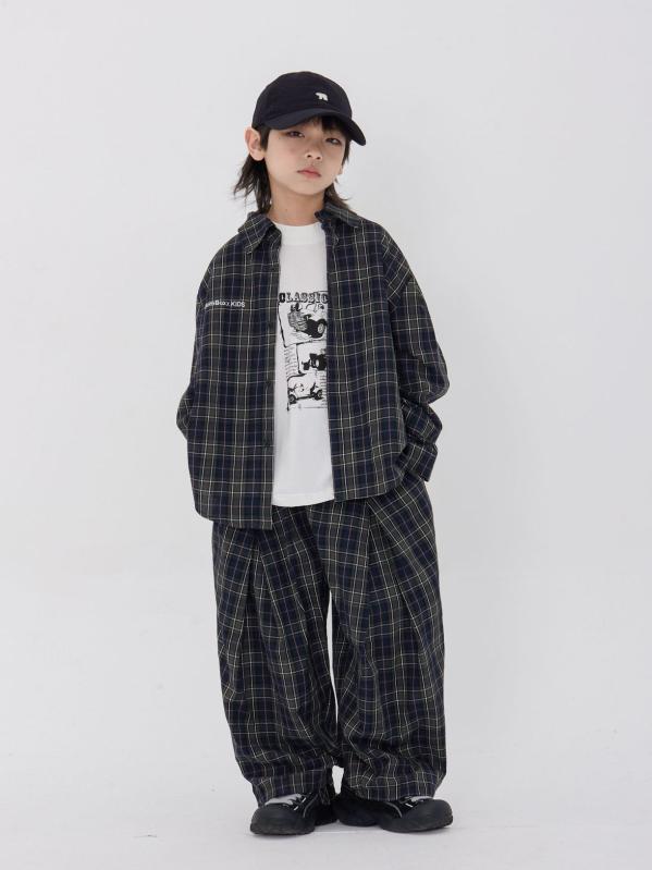 ちびっ子服 透かし彫り柄プルオーバー セットアップ 長袖トップス ズボン下 上下書き割り お坊っちゃん お嬢さん 8歳以上 綿織物 普段着 心地よい 歳月3