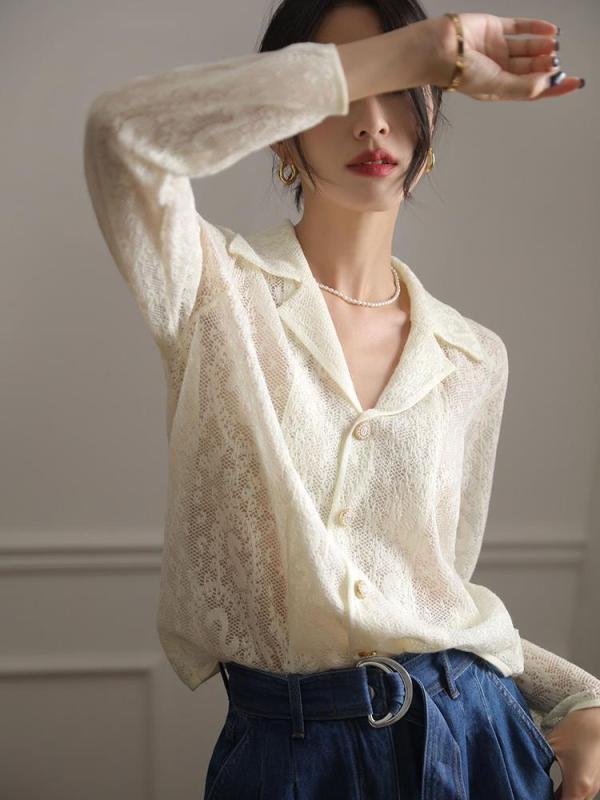 ジレー レディース トップス 薄っぺら 長袖 性 パフ衣袂 有線テレビ編み ポロ襟 ニットソー 白いこと 黒いこと 好いたらしい 普段使い
