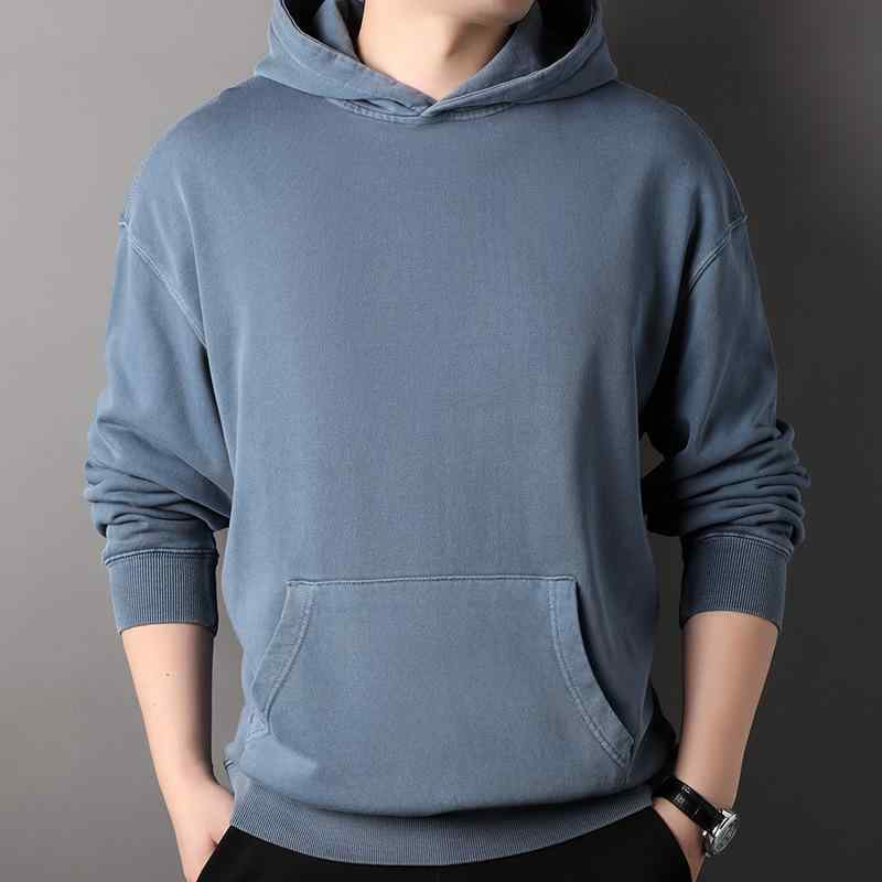 パーカー メンズ 成人男性用 秋服 烏兎 長袖 ボンネット付き添い人 ティーシャツ 無地 朦々たる 裏毛 綿織物 ゆったり 心地好い 紫 赤 黒 青 白 珈琲色 緑