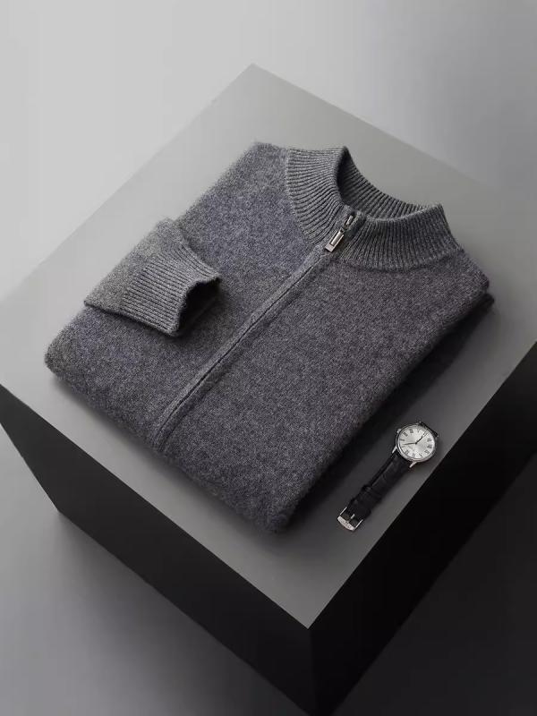編み物 メンズ ジレー 成人男性用 羊毛 朦々たる 二分の一ハイネック ジップアップ トップス 生あたたかい 秋冬 オリーブ緑であること 海?青色 黒いこと ライトキャメル うす暗い薄墨色
