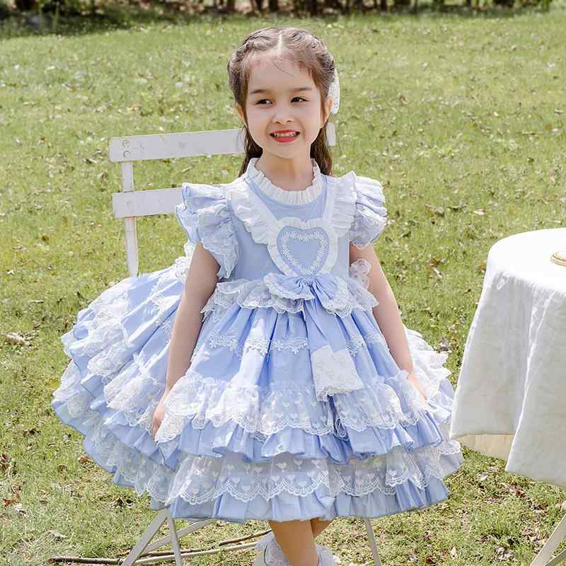 衣装 御姉さん 赤ちゃん ロリータ Lolita チュールスカート ノースリーブ 告げ知らせる会 ご造作 寄りあいお召しもの チュール スピード競技 フラウンス シュロの葉 膝丈 並み並み A生産ライン 愛くるしげ 浅青色 綿織物 綿 80糎 90糎 100糎 11