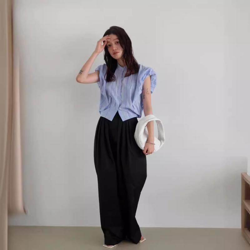 ティーシャツ レディース 春夏 韓国 縞模様柄 綿織物 上着 トップス ゆったり 好いたらしい 伸び伸びする 無袖 トップ 日韓表現スタイル