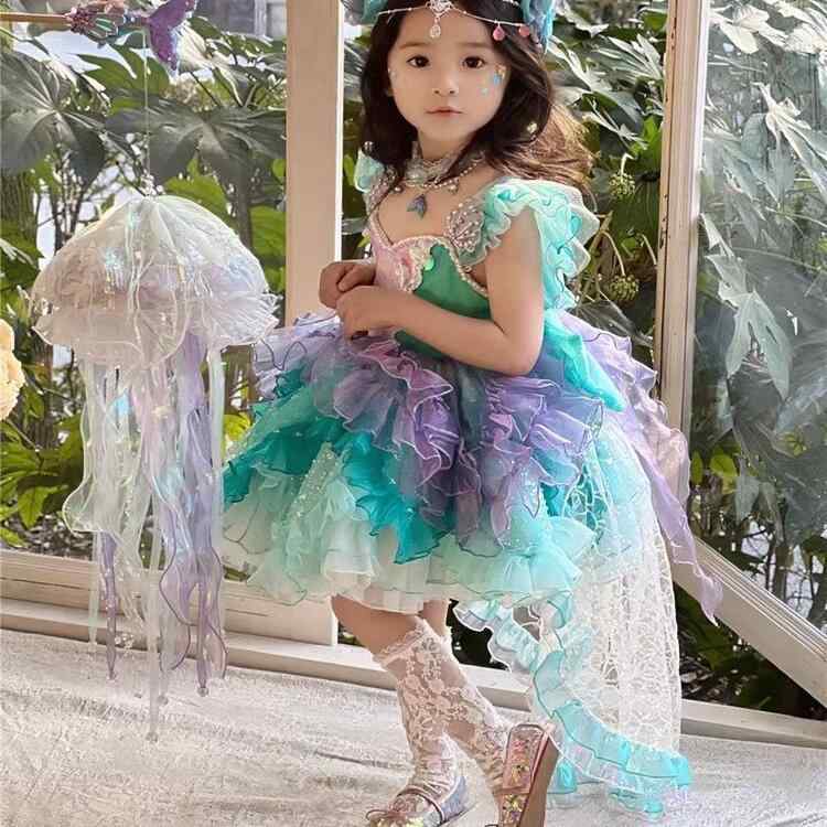 衣裳 小わっぱ 御嬢さん ロリータ 春夏 マーメイド 姫 お姫様 チュール A伝達ルート 吊りスコート 新生児 赤ちゃん 家兎毛 愛くるしげ