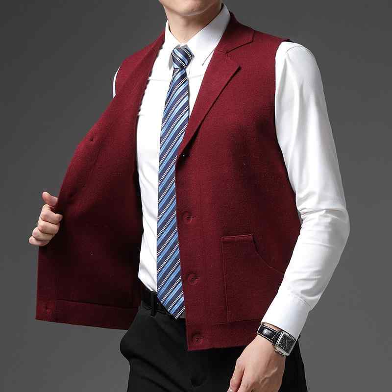 編み物より良い 成人男性用 秋冬物 商行為 成人男性服 羊毛混紡 前食い違い ジレー トップス 深中灰 清豆緑 花・稀 紫紅 黒 165 170 175 180 185 190