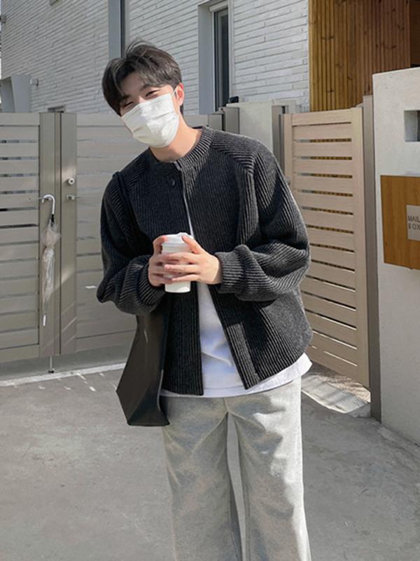 ジレー メンズ 編み物 トップス 長袖 無地 秋冬 成人男性用 ゆったり 心地好い 韓国 羽織り