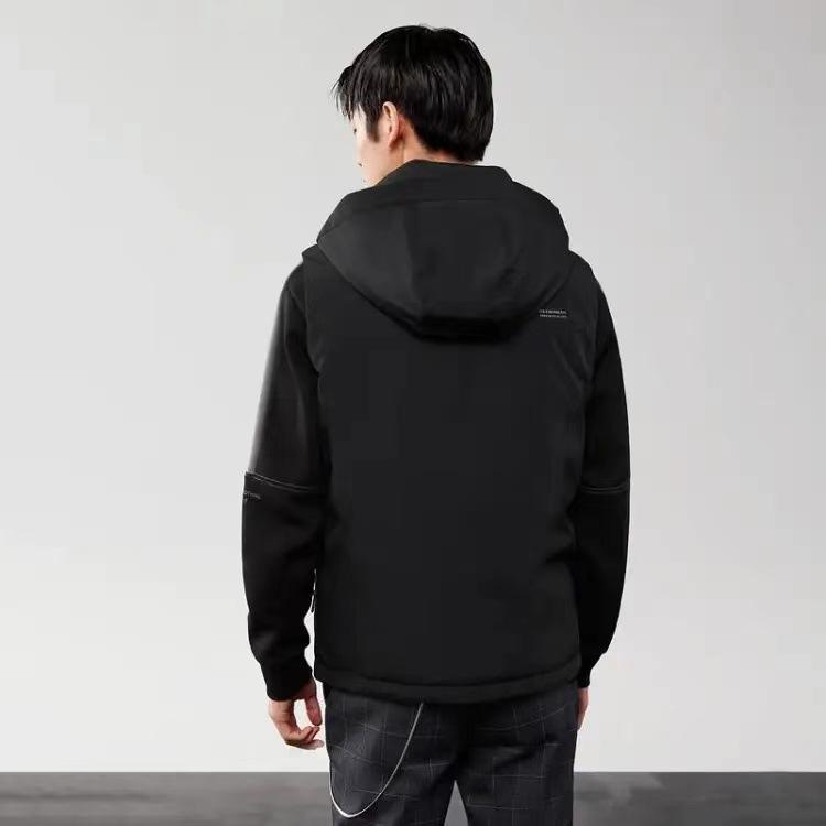 羽?服 成人男性用 落ちこむより良い 取りはらい能力のあるボンネット付き添い人 中綿より良い 生あたたかい 防寒 ポリエステル 黒いこと