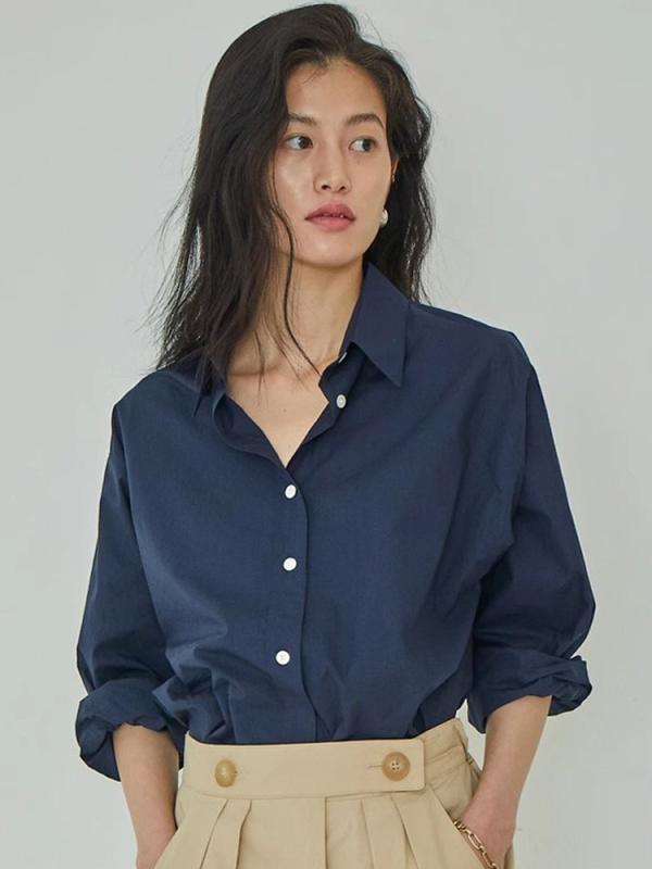 プルオーバー レディース 韓国 ゆったり 長袖 トップス トップ 執務室心地よい 春夏 綿 白 紺色 水色
