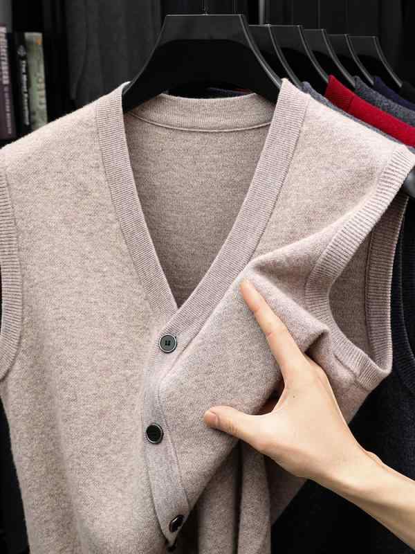 編み物より良い 成人男性用 Vのど首 羊毛 商行為 より良い 秋冬 トップス ティーシャツ 成人男性服 ベスト 肋材裾 駱駝 ぶどう酒赤いこと 薄墨色 米国海軍 黒いこと