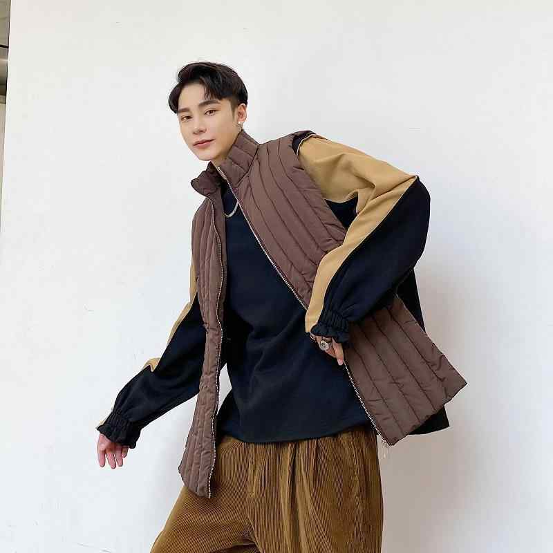 より良い 成人男性用 秋冬 韓国  綿織物 中綿 ベスト ゆったり 無地 心地よい 防寒 あったか 生あたたかい